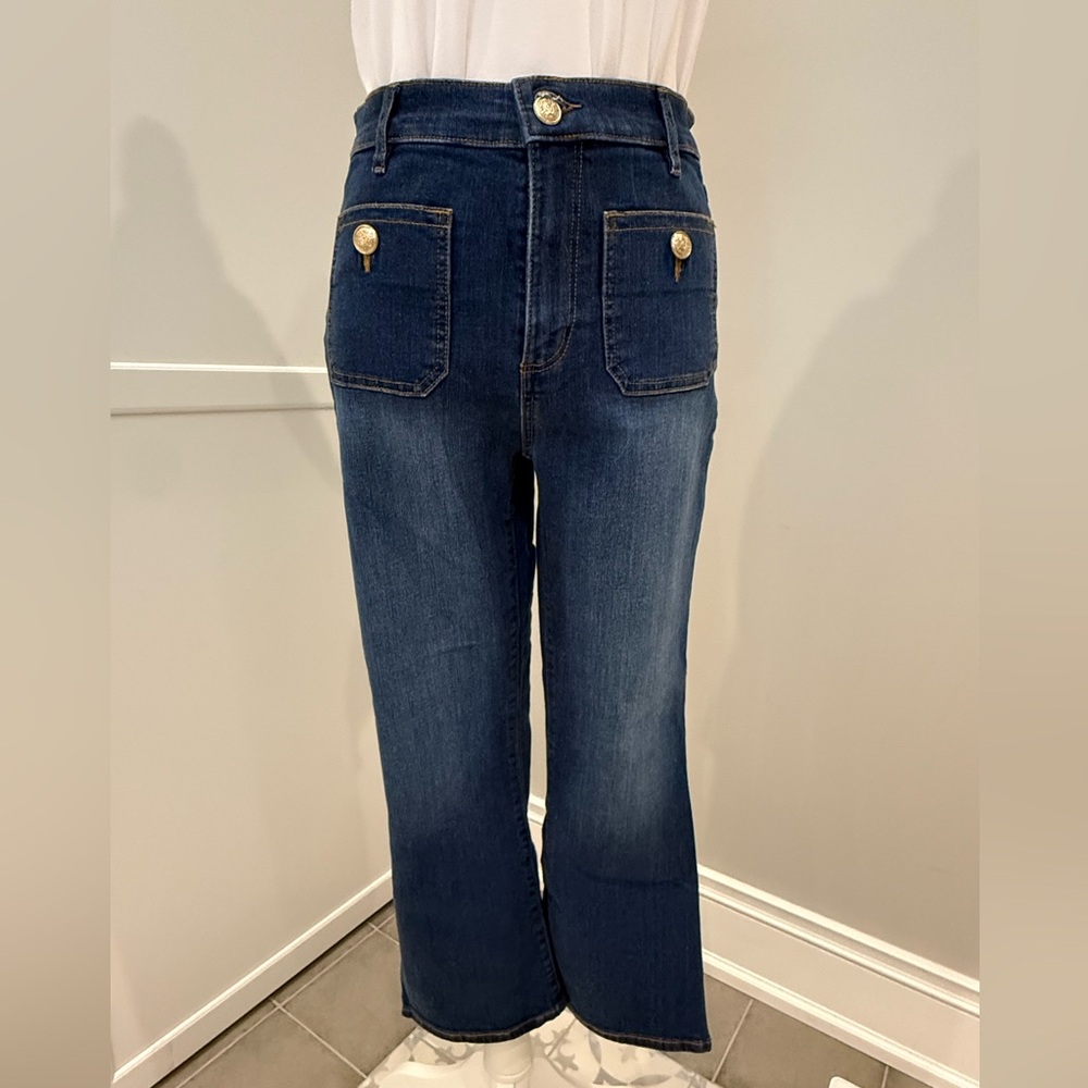 LOFT Blue High Rise Kick Crop Jeans